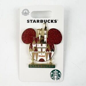 NEW Disney Parks Starbucks Sleeping Beauty Castle Glitter Mickey Mouse Trade Pin